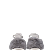 Fendi Gray Mink Slippers