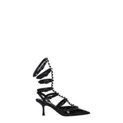 Valentino Garavani Black Leather Stiletto Heel Sandals