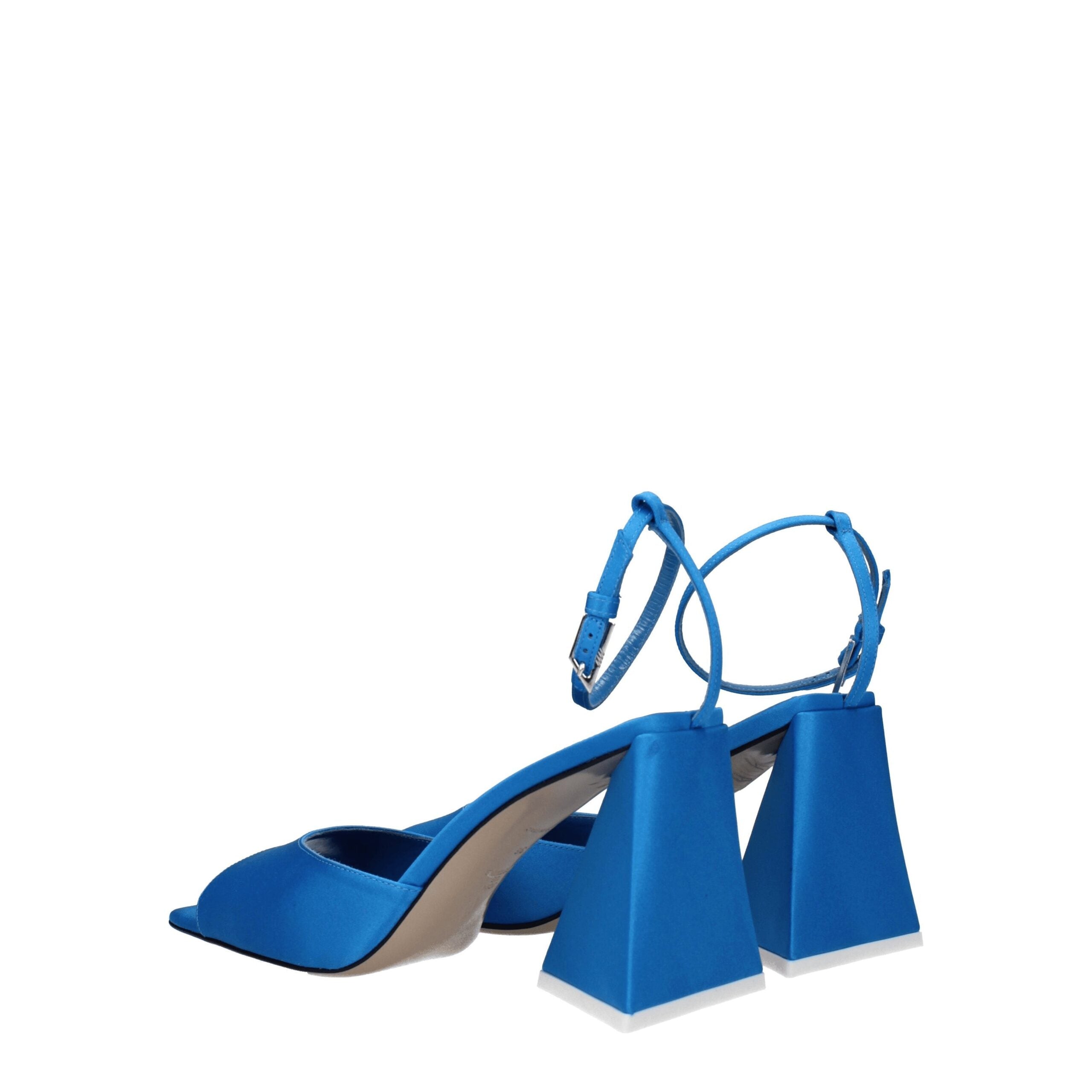 The Attico Blue Satin Stiletto Heel Sandals