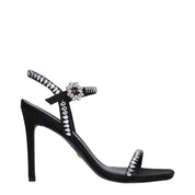 Stuart Weitzman Black Satin Stiletto Heel Sandals
