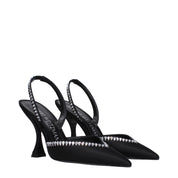 Stuart Weitzman Black Satin Stiletto Heel Sandals