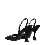 Stuart Weitzman Black Satin Stiletto Heel Sandals