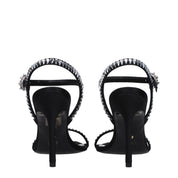 Stuart Weitzman Black Satin Stiletto Heel Sandals