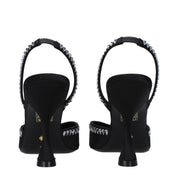 Stuart Weitzman Black Satin Stiletto Heel Sandals