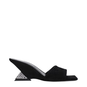 The Attico Black Leather Platform Sandals