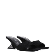 The Attico Black Leather Platform Sandals