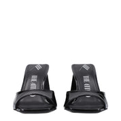 The Attico Black Leather Stiletto Heel Sandals