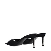 The Attico Black Satin Stiletto Heel Sandals