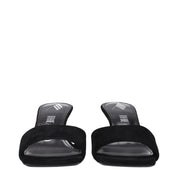 The Attico Black Leather Platform Sandals