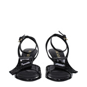 Prada Black Leather Stiletto Heel Sandals