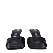 The Attico Black Leather Flat Sandals
