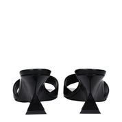 The Attico Black Leather Flat Sandals