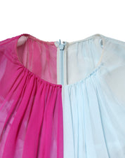 Dolce & Gabbana Fuchsia Light Blue Silk Two Tone Midi Dress