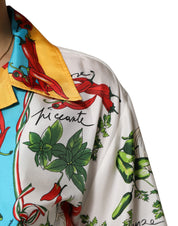 Dolce & Gabbana Multicolor Chili Silk Cropped Blouse Top