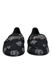 Dolce & Gabbana Blue Logo Cotton Loafers Formal Dress Shoes