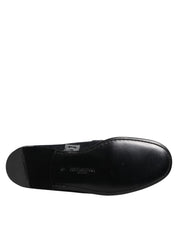 Dolce & Gabbana Blue Logo Cotton Loafers Formal Dress Shoes