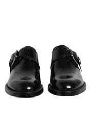 Dolce & Gabbana Black Leather Monk Strap Derby Formal Shoes