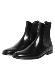 Dolce & Gabbana Black Chelsea Slip On Mid Calf Boots Shoes