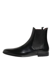 Dolce & Gabbana Black Chelsea Slip On Mid Calf Boots Shoes