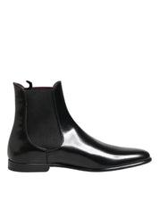 Dolce & Gabbana Black Chelsea Slip On Mid Calf Boots Shoes