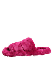 Dolce & Gabbana Pink Acrylic Faux Fur Mens Flats Sandals Shoes