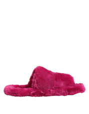 Dolce & Gabbana Pink Acrylic Faux Fur Mens Flats Sandals Shoes