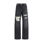 Versace Black Cotton Relaxed Fit Jeans