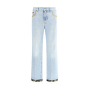 Valentino Light Blue Cotton Straight-Leg Jeans