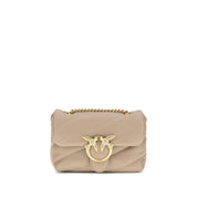 PINKO Beige Calf Leather Bos Taurus Shoulder Bag