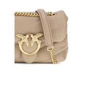 PINKO Beige Calf Leather Bos Taurus Shoulder Bag
