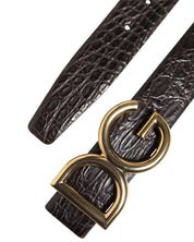 Dolce & Gabbana Black Exotic Leather DG Logo Buckle Belt
