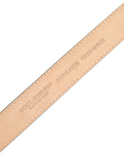 Dolce & Gabbana Metallic Leather Silver Tone Logo Buckle Belt