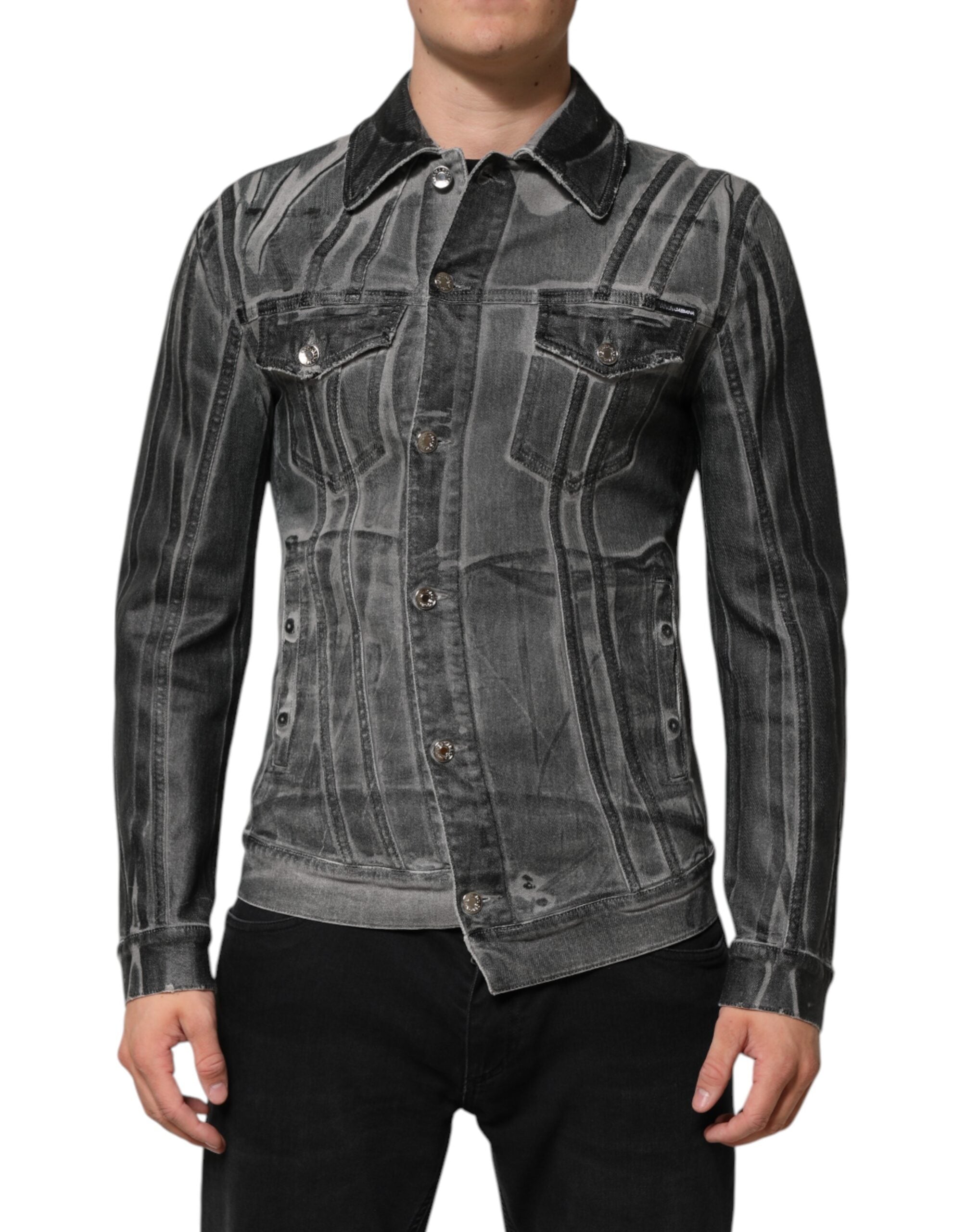 Dolce & Gabbana Gray Washed Denim Jacket – Limited