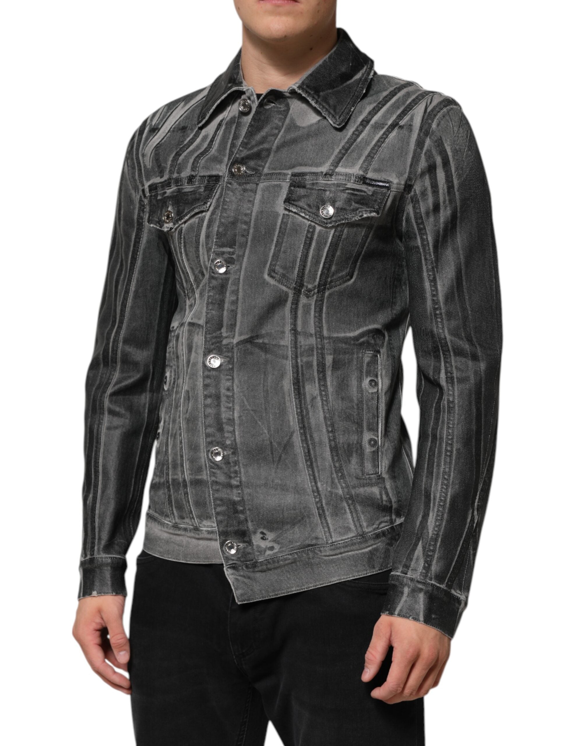 Dolce & Gabbana Gray Washed Denim Jacket – Limited