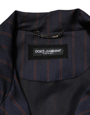 Dolce & Gabbana Blue Red Striped Logo Plaque Full Zip Jacket