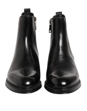 Dolce & Gabbana Black Chelsea Leather Mid Calf Boots Shoes