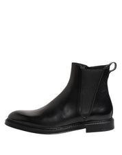 Dolce & Gabbana Black Chelsea Leather Mid Calf Boots Shoes