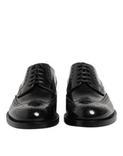 Dolce & Gabbana Black Leather Derby Wingtip Formal Shoes