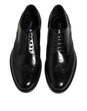 Dolce & Gabbana Black Leather Derby Wingtip Formal Shoes