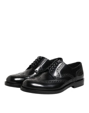 Dolce & Gabbana Black Leather Derby Wingtip Formal Shoes