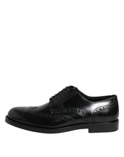Dolce & Gabbana Black Leather Derby Wingtip Formal Shoes