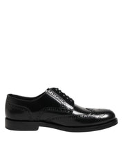 Dolce & Gabbana Black Leather Derby Wingtip Formal Shoes