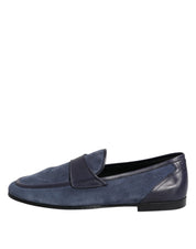 Dolce & Gabbana Blue Suede Leather Loafers Moccasin Shoes