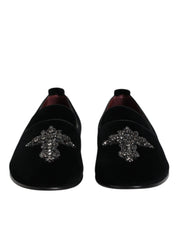 Dolce & Gabbana Black Suede Cross Slip On Loafers Dress Shoes
