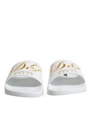 Dolce & Gabbana White Leather Slides Sandals Beachwear Shoes