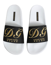 Dolce & Gabbana White Black Leather Sandals Beachwear Shoes