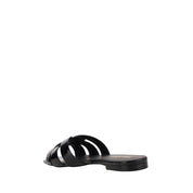 Saint Laurent Black Calf Leather Bos Taurus Flat Sandals