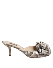 Dolce & Gabbana Multicolor Keira Bow Leather Peep Toe Mules Shoes