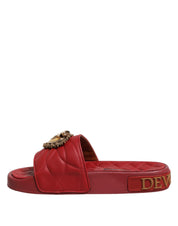 Dolce & Gabbana Red Devotion Matelassé Leather Slides Shoes