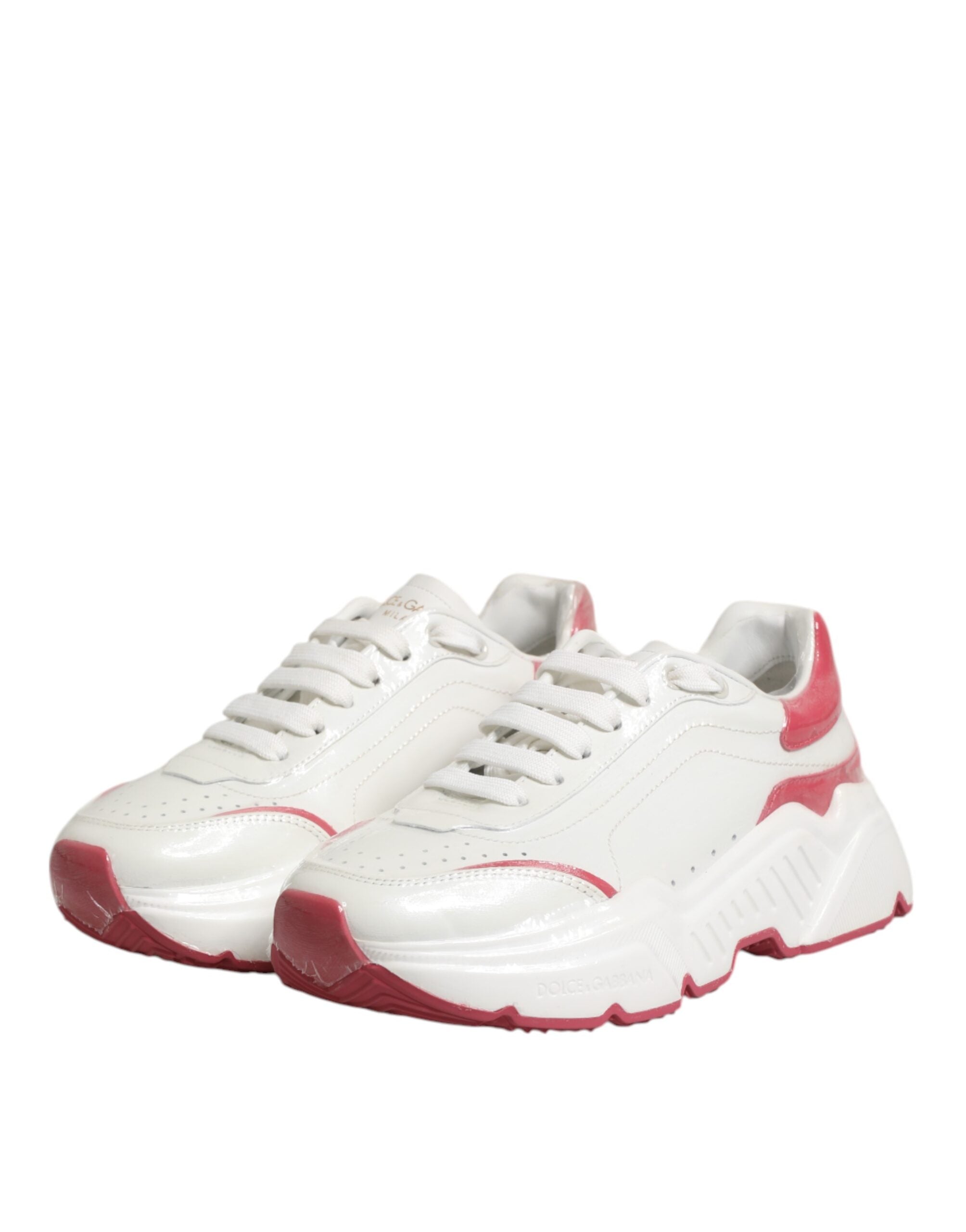Dolce & Gabbana White Pink Daymaster Low Top Sneakers Shoes